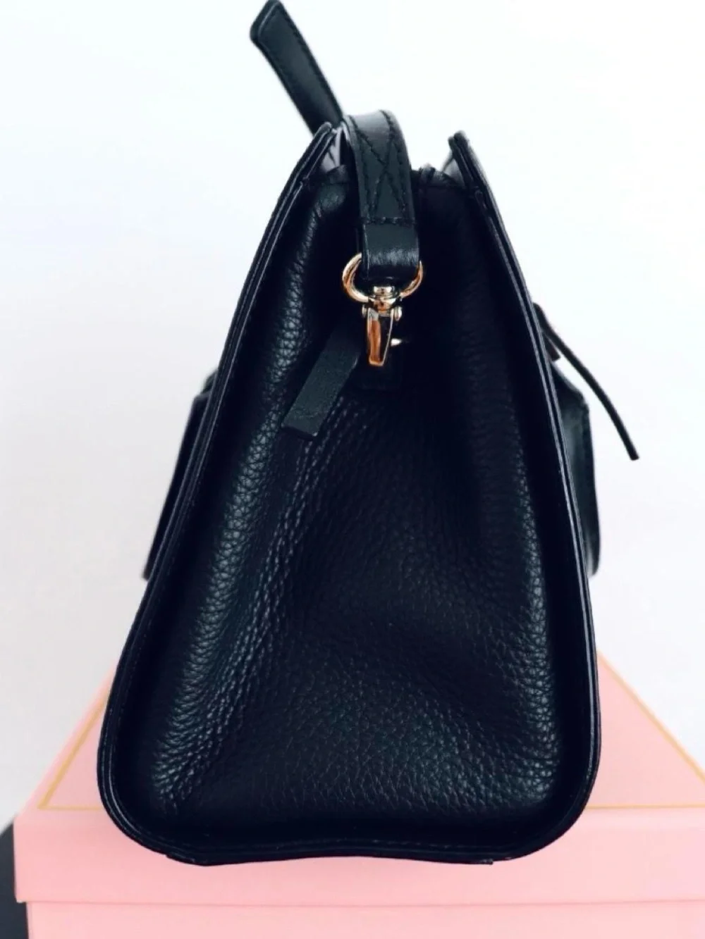 kate spade Black Satchel with Cream Zip Accent